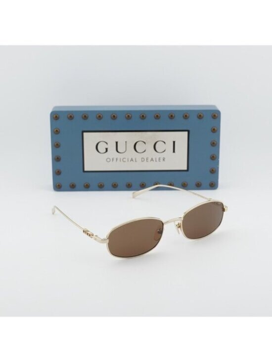 Gucci GG1940S 002 Sunglasses Gold Rectangle Frame, Brown Lenses main image 10